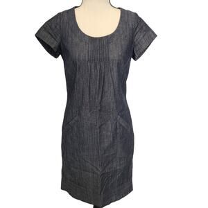 Boden NWOT Montmartre Short Sleeve Chambray Cotton Denim Shift Dress Size 2